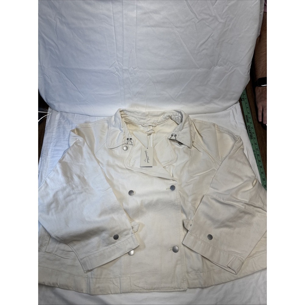 Women's Denim Cropped Trench Jacket - Universal Thread - 3XL -Off-White - NWT